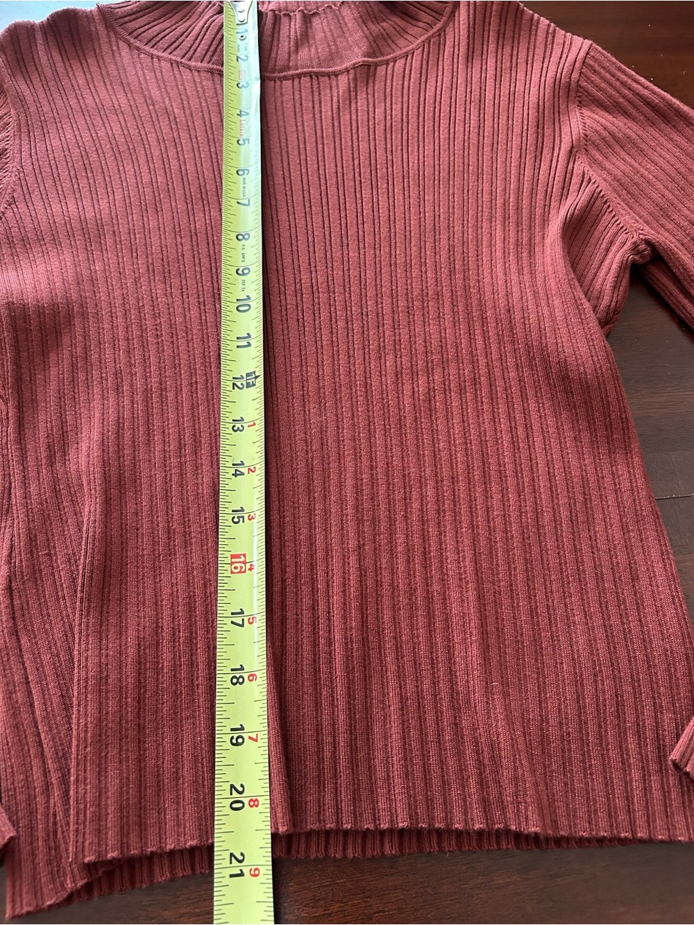 Marled Reunited Ribbed Long-Sleeve Mock Neck Top - Rust - Picture 4 of 5